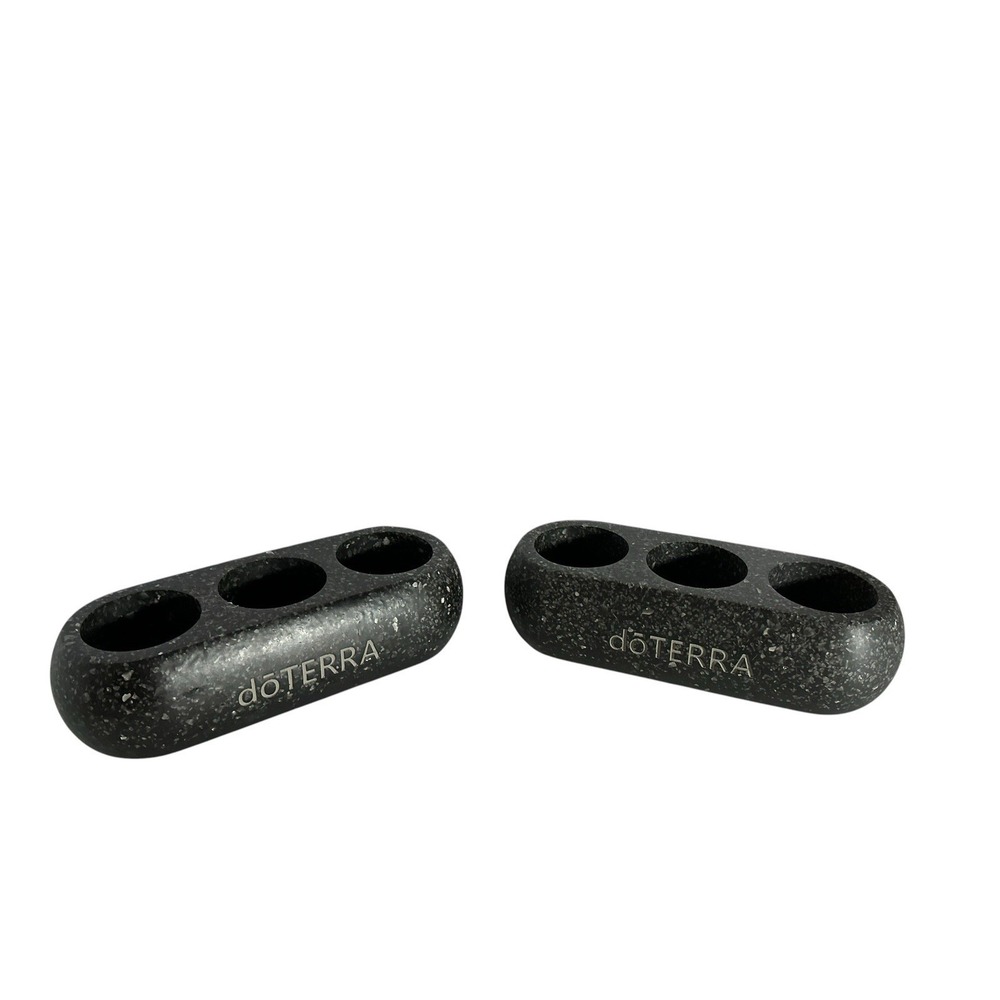 doTERRA Essential Oil Display Stands (set of 2) Blk Heavy Stone 3 Spaces No Oils